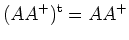 $\displaystyle (A A^+)^{\operatorname t}= A A^+
$